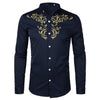 PARKLEES Men's Fashion Luxury Golden Floral Embroidery Design Dress Shirt - Divine Inspiration Styles