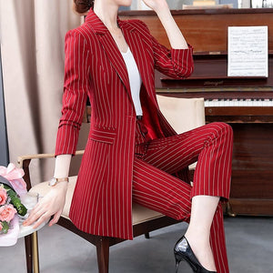 MACKENZIE Design Women's Formal Business Fashion Pinte Stripes Suit Set - Divine Inspiration Styles