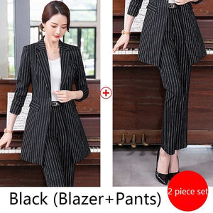 MACKENZIE Design Women's Formal Business Fashion Pinte Stripes Suit Set - Divine Inspiration Styles