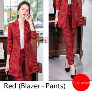 MACKENZIE Design Women's Formal Business Fashion Pinte Stripes Suit Set - Divine Inspiration Styles