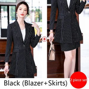 MACKENZIE Design Women's Formal Business Fashion Pinte Stripes Suit Set - Divine Inspiration Styles