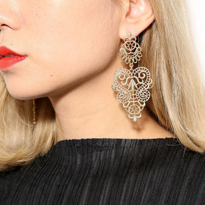 GGT Women's Fashion Elegant Stylish Embroidery Design Filigree Flower Earrings - Divine Inspiration Styles