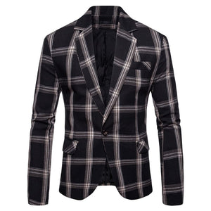CGSUITS Design Men's Fashion Luxury Style Plaid Design Jacquard Blazer Suit Jacket - Divine Inspiration Styles