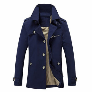 BOLU Design Men's Fashion Long Cotton Solid Design Trench Coat Jacket - Divine Inspiration Styles