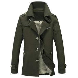 BOLU Design Men's Fashion Long Cotton Solid Design Trench Coat Jacket - Divine Inspiration Styles