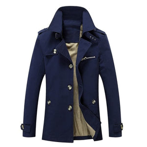 BOLU Design Men's Fashion Long Cotton Solid Design Trench Coat Jacket - Divine Inspiration Styles