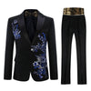 CGSUITS Design Men's Fashion Floral Applique Blazer Suit Jacket & Pant Set - Divine Inspiration Styles