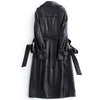 LAUTARO Women's Fashion Premium Quality Long Black Leather Trench Coat - Divine Inspiration Styles