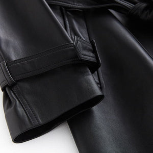 LAUTARO Women's Fashion Premium Quality Long Black Leather Trench Coat - Divine Inspiration Styles