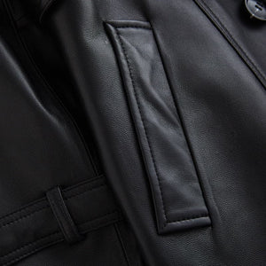 LAUTARO Women's Fashion Premium Quality Long Black Leather Trench Coat - Divine Inspiration Styles