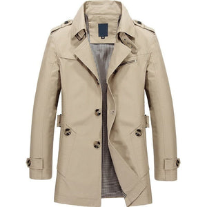 BOLU Design Men's Fashion Classic Design Long Solid Design Trench Coat Jacket - Divine Inspiration Styles