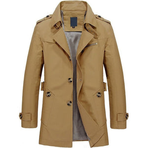 BOLU Design Men's Fashion Classic Design Long Solid Design Trench Coat Jacket - Divine Inspiration Styles