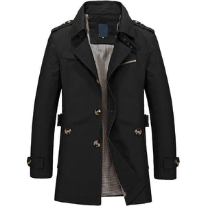 BOLU Design Men's Fashion Classic Design Long Solid Design Trench Coat Jacket - Divine Inspiration Styles