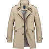 BOLU Design Men's Fashion Classic Design Long Solid Design Trench Coat Jacket - Divine Inspiration Styles