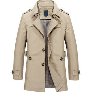 BOLU Design Men's Fashion Classic Design Long Solid Design Trench Coat Jacket - Divine Inspiration Styles