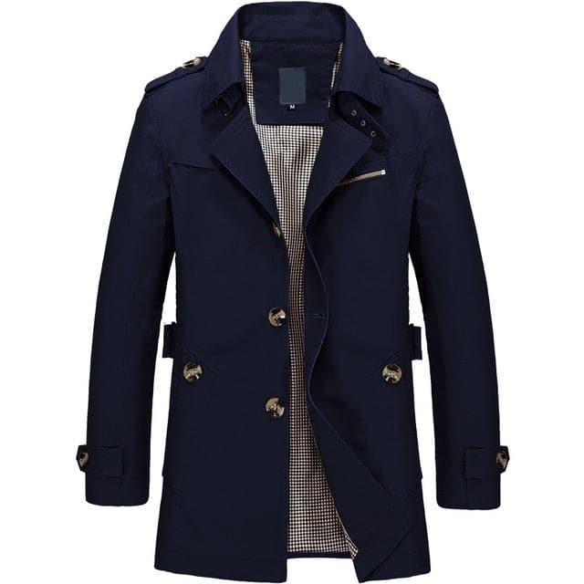 BOLU Design Men's Fashion Classic Design Long Solid Design Trench Coat Jacket - Divine Inspiration Styles