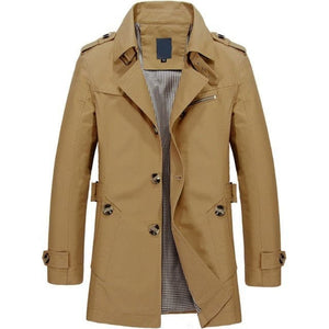 BOLU Design Men's Fashion Classic Design Long Solid Design Trench Coat Jacket - Divine Inspiration Styles
