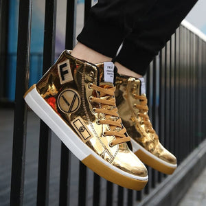 RMEDAL Men's Sports Fashion Metallic Leather Canvas Sneaker Shoes - Divine Inspiration Styles