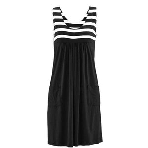 ICELEN Women's Fun Fashion Trendy Summer Sleeveless Stripes Dress - Divine Inspiration Styles