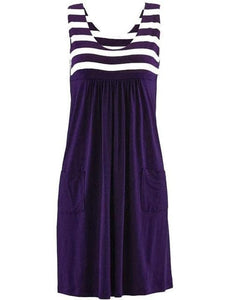 ICELEN Women's Fun Fashion Trendy Summer Sleeveless Stripes Dress - Divine Inspiration Styles
