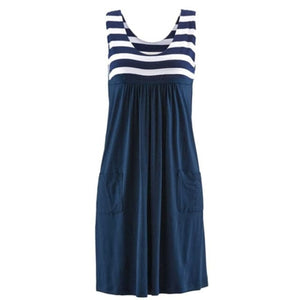 ICELEN Women's Fun Fashion Trendy Summer Sleeveless Stripes Dress - Divine Inspiration Styles