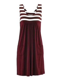ICELEN Women's Fun Fashion Trendy Summer Sleeveless Stripes Dress - Divine Inspiration Styles