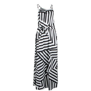 BIGSWEET Women's Trendy Fun Fashion Multiple Stripes Summer Maxi Long Dress - Divine Inspiration Styles