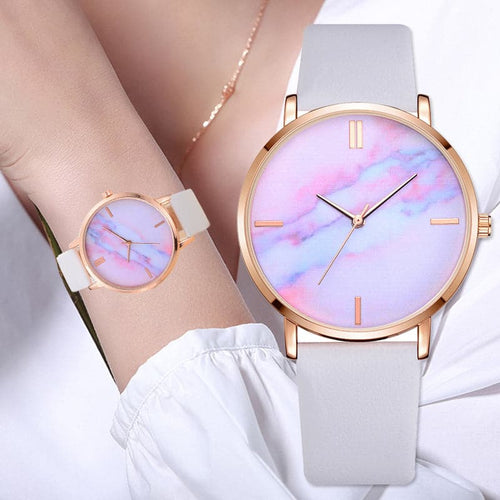 LVPAI Women's Fashion Elegant Style Premium Quality Marble Dial Dress Quartz Watch - Divine Inspiration Styles