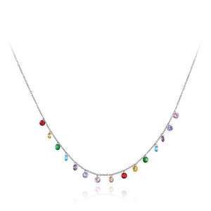 LKR Women's Fine Fashion Trendy Bohemian Style Colorful CZ Necklace - Divine Inspiration Styles