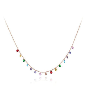 LKR Women's Fine Fashion Trendy Bohemian Style Colorful CZ Necklace - Divine Inspiration Styles