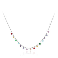 LKR Women's Fine Fashion Trendy Bohemian Style Colorful CZ Necklace - Divine Inspiration Styles
