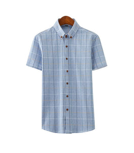 VINCENT Design Men's Trendy Fashion Casual Short Sleeves Plaid Business Dress Shirt - Divine Inspiration Styles