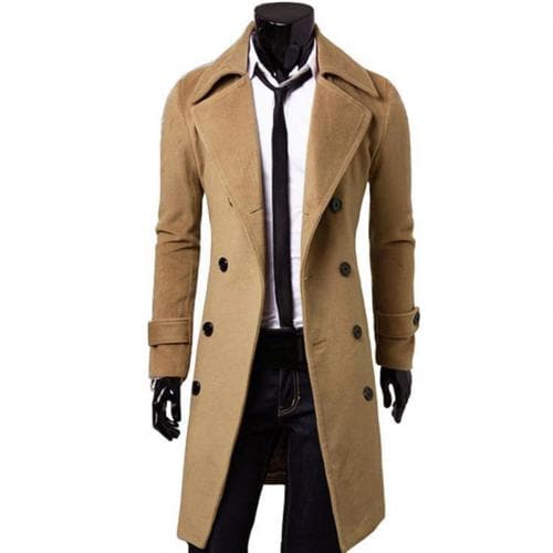 BRADFORD Design Collection Men's Fashion Khaki Brown Premium Quality Long Wool Trench Coat Jacket - Divine Inspiration Styles