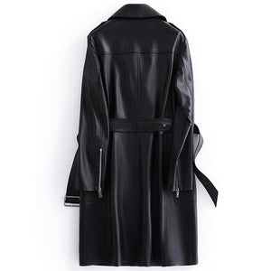 LAUTARO Women's Fashion Premium Quality Black Leather Belted Jacket - Divine Inspiration Styles