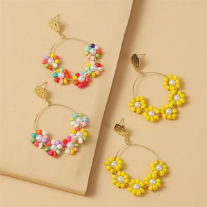 LDP Women's Fashion Statement Design Beaded Flower Style Earrings - Divine Inspiration Styles