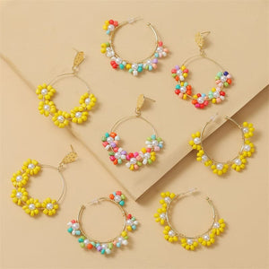 LDP Women's Fashion Statement Design Beaded Flower Style Earrings - Divine Inspiration Styles