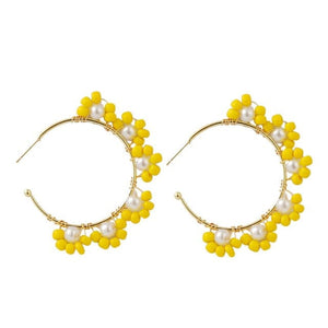 LDP Women's Fashion Statement Design Beaded Flower Style Earrings - Divine Inspiration Styles
