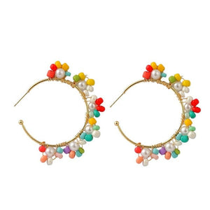 LDP Women's Fashion Statement Design Beaded Flower Style Earrings - Divine Inspiration Styles