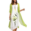 MAYS Women's Fashion Elegant Stylish 2Pcs/Set with Cardigan Vintage Flower Art Print Dress - Divine Inspiration Styles