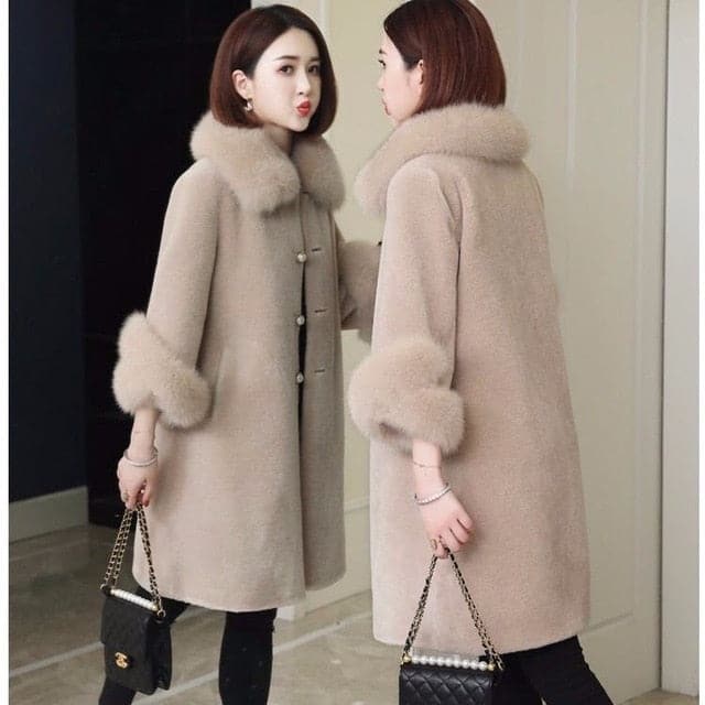LUGENTOLO Women's Fine Fashion Elegant Ivory White Faux Fur