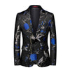 CGSUITS Men's Fashion Luxury Style Floral Embroidery Royal Blue Pink Gold Blazer Suit Jacket - Divine Inspiration Styles