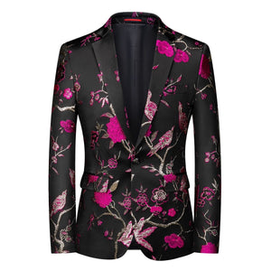CGSUITS Design Men's Fashion Luxury Style Floral Embroidery Blazer Suit Jacket - Divine Inspiration Styles