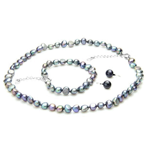 LACEY Women's Genuine Natural Freshwater Black Pearl Jewelry Set - Divine Inspiration Styles