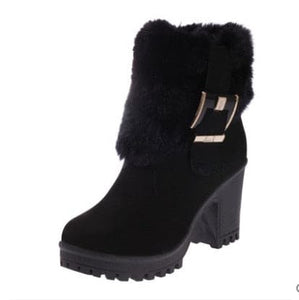 HADARA Design Women's Fashion Plush Fur Ankle Boot Shoes - Divine Inspiration Styles