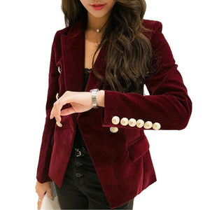 LAURA Design Women's Premium Quality Double Breasted Velvet Blazer - Divine Inspiration Styles