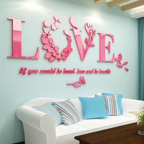 LOVE VINE Flower Design Home Decoration 3D Acrylic Wall Sticker for Home Decor - Divine Inspiration Styles