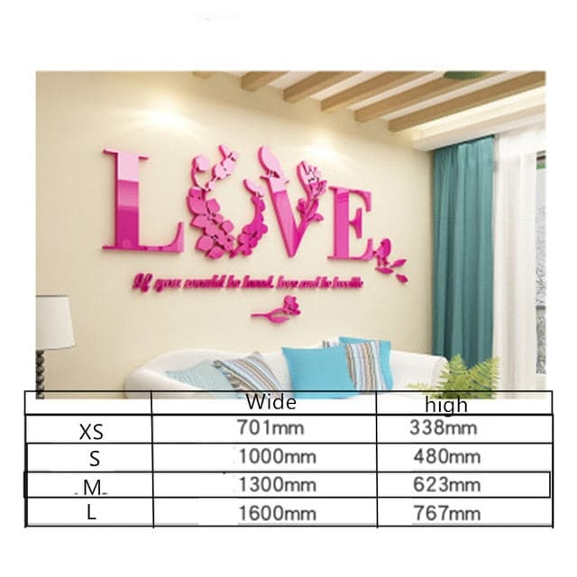 LOVE VINE Flower Design Home Decoration 3D Acrylic Wall Sticker for Home Decor - Divine Inspiration Styles