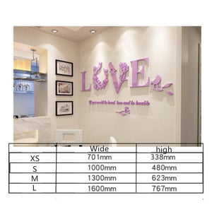 LOVE VINE Flower Design Home Decoration 3D Acrylic Wall Sticker for Home Decor - Divine Inspiration Styles