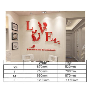 LOVE VINE Flower Design Home Decoration 3D Acrylic Wall Sticker for Home Decor - Divine Inspiration Styles