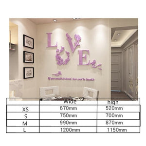 LOVE VINE Flower Design Home Decoration 3D Acrylic Wall Sticker for Home Decor - Divine Inspiration Styles